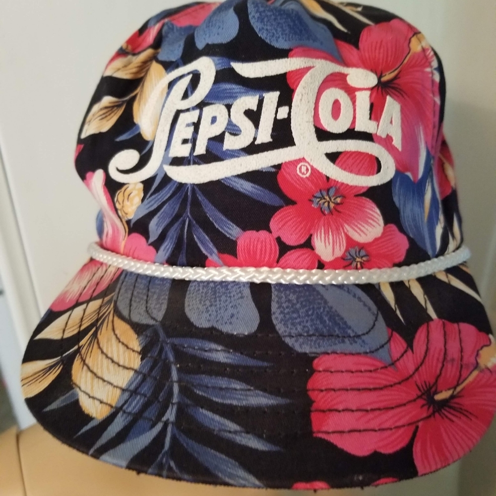 Rare vintage Pepsi cola Spellout Floral Hat cap - Picture 2 of 8
